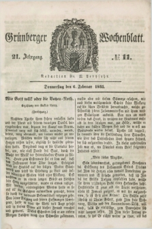 Gruenberger Wochenblatt. Jg.21, №. 11 (6 Februar 1845)