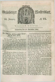 Gruenberger Wochenblatt. Jg.21, №. 75 (18 September 1845)