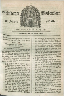Gruenberger Wochenblatt. Jg.22, №. 21 (12 März 1846)