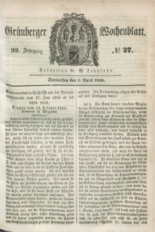 Gruenberger Wochenblatt. Jg.22, №. 27 (2 April 1846)