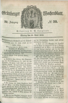 Gruenberger Wochenblatt. Jg.22, №. 32 (20 April 1846) + dod.