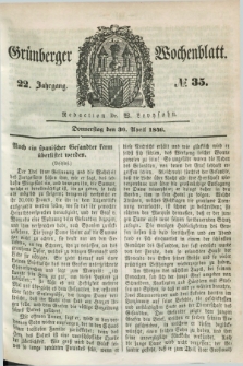 Gruenberger Wochenblatt. Jg.22, №. 35 (30 April 1846) + dod.