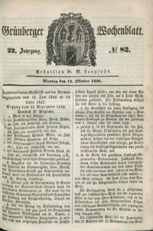 Gruenberger Wochenblatt. Jg.22, №. 82 (12 Oktober 1846)