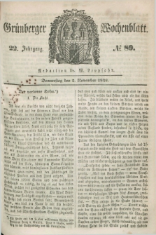 Gruenberger Wochenblatt. Jg.22, №. 89 (5 November 1846)