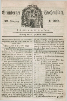 Gruenberger Wochenblatt. Jg.22, №. 100 (14 Dezember 1846)