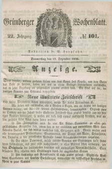 Gruenberger Wochenblatt. Jg.22, №. 101 (17 Dezember 1846)