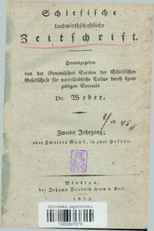 Schlesische landwirthschaftliche Zeitschrift. Jg.2, Bd.2, H. 1 (1833)