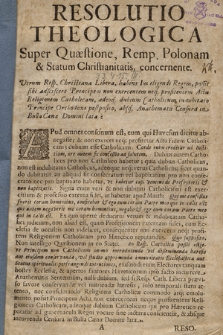 Saxo, percussit Philistaeum, seu responsio theologica Cracoviensis ad resolutiones theologi Varsaviensis