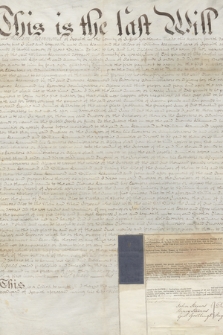 Dokument arcybiskupa Canterbury Fryderyka Cornwallisa zawierający potwierdzenie testamentu Wilhelma Hammonda