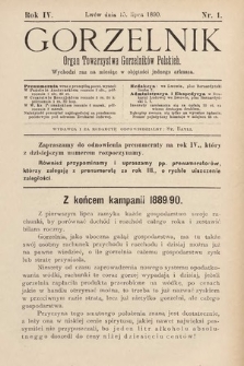 Gorzelnik : organ Towarzystwa Gorzelników Polskich we Lwowie. R. 4, 1890, nr 1
