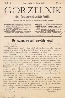 Gorzelnik : organ Towarzystwa Gorzelników Polskich we Lwowie. R. 5, 1891, nr 1