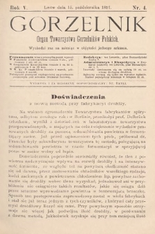 Gorzelnik : organ Towarzystwa Gorzelników Polskich we Lwowie. R. 5, 1891, nr 4