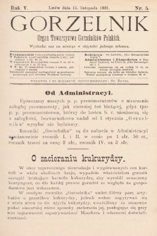Gorzelnik : organ Towarzystwa Gorzelników Polskich we Lwowie. R. 5, 1891, nr 5