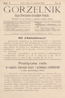 Gorzelnik : organ Towarzystwa Gorzelników Polskich we Lwowie. R. 5, 1891, nr 6