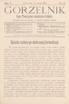 Gorzelnik : organ Towarzystwa Gorzelników Polskich we Lwowie. R. 5, 1892, nr 9