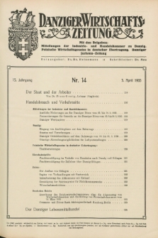 Danziger Wirtschaftszeitung. Jg.15, Nr. 14 (5 April 1935) + dod.