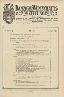 Danziger Wirtschaftszeitung. Jg.15, Nr. 15 (12 April 1935)