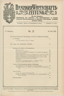 Danziger Wirtschaftszeitung. Jg.15, Nr. 21 (24 Mai 1935)