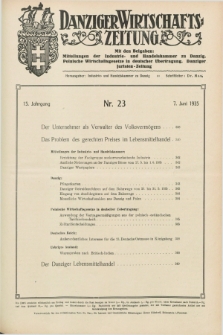 Danziger Wirtschaftszeitung. Jg.15, Nr. 23 (7 Juni 1935) + dod.
