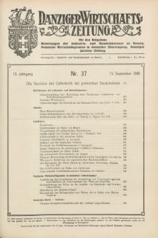 Danziger Wirtschaftszeitung. Jg.15, Nr. 37 (13 September 1935)