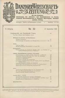 Danziger Wirtschaftszeitung. Jg.15, Nr. 39 (27 September 1935)