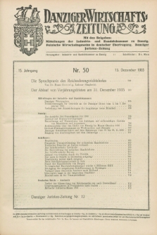 Danziger Wirtschaftszeitung. Jg.15, Nr. 50 (13 Dezember 1935)