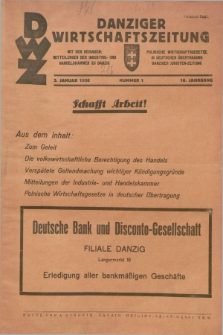 Danziger Wirtschaftszeitung. Jg.16, Nr. 1 (3 Januar 1936)