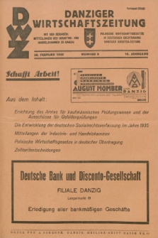 Danziger Wirtschaftszeitung. Jg.16, Nr. 9 (28 Februar 1936)