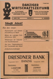 Danziger Wirtschaftszeitung. Jg.16, Nr. 13 (27 März 1936)