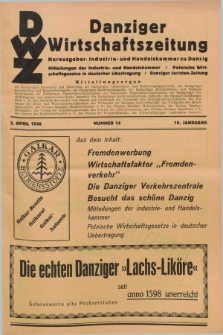 Danziger Wirtschaftszeitung. Jg.16, Nr. 14 (3 April 1936) + wkładka