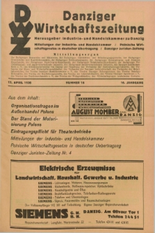 Danziger Wirtschaftszeitung. Jg.16, Nr. 16 (17 April 1936) + wkładka