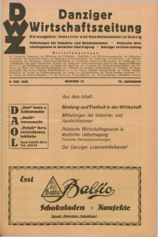 Danziger Wirtschaftszeitung. Jg.16, Nr. 19 (8 Mai 1936) + wkładka