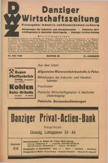 Danziger Wirtschaftszeitung. Jg.16, Nr. 20 (15 Mai 1936)