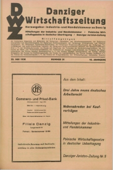 Danziger Wirtschaftszeitung. Jg.16, Nr. 21 (22 Mai 1936)