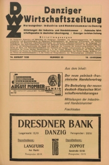 Danziger Wirtschaftszeitung. Jg.16, Nr. 33 (14 August 1936)