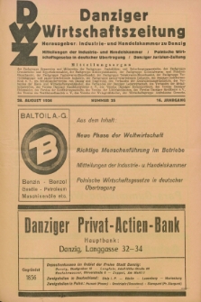 Danziger Wirtschaftszeitung. Jg.16, Nr. 35 (28 August 1936)
