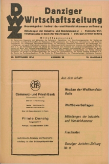 Danziger Wirtschaftszeitung. Jg.16, Nr. 38 (18 September 1936)