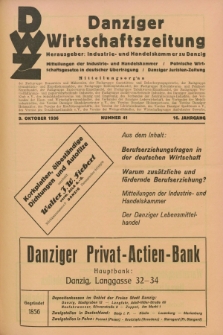 Danziger Wirtschaftszeitung. Jg.16, Nr. 41 (9 Oktober 1936)
