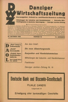 Danziger Wirtschaftszeitung. Jg.16, Nr. 42 (16 Oktober 1936)
