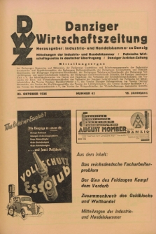 Danziger Wirtschaftszeitung. Jg.16, Nr. 43 (23 Oktober 1936)