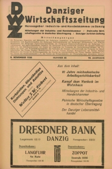 Danziger Wirtschaftszeitung. Jg.16, Nr. 45 (6 November 1936)