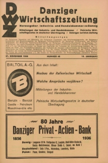 Danziger Wirtschaftszeitung. Jg.16, Nr. 48 (27 November 1936)