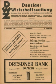 Danziger Wirtschaftszeitung. Jg.16, Nr. 50 (11 Dezember 1936)