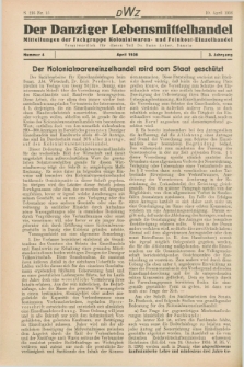 Der Danziger Lenbensmittelhandel : Mitteilungen der Fachgruppe Kolonialwaren- und Feinkost-Einzelhandel. Jg.3, Nr. 4 (10 April 1936)
