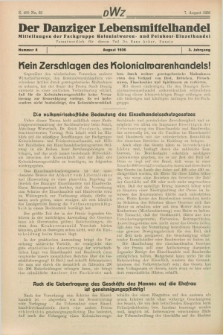 Der Danziger Lenbensmittelhandel : Mitteilungen der Fachgruppe Kolonialwaren- und Feinkost-Einzelhandel. Jg.3, Nr. 8 (7 August 1936)