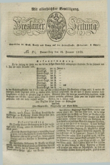 Breslauer Zeitung : mit allerhöchster Bewilligung. 1833, No. 21 (24 Januar) + dod.