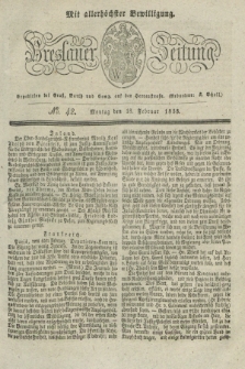 Breslauer Zeitung : mit allerhöchster Bewilligung. 1833, No. 42 (18 Februar) + dod.
