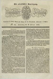Breslauer Zeitung : mit allerhöchster Bewilligung. 1833, No. 51 (28 Februar) + dod.