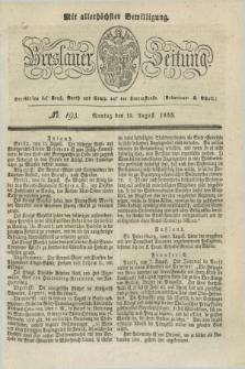 Breslauer Zeitung : mit allerhöchster Bewilligung. 1833, No. 193 (19 August) + dod.