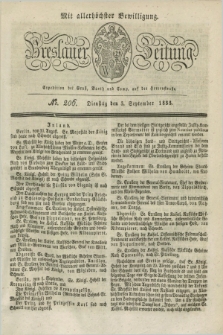 Breslauer Zeitung : mit allerhöchster Bewilligung. 1833, No. 206 (3 September) + dod.
